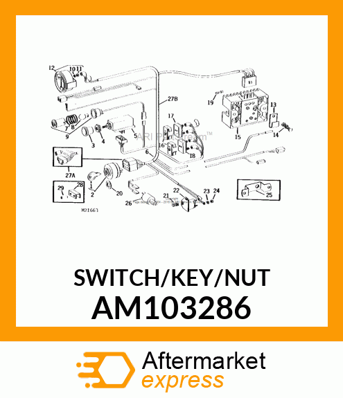 KIT, IGNITION SWITCH W/KEY AND NUT AM103286