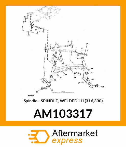 Spindle - SPINDLE, WELDED LH (316,330) AM103317