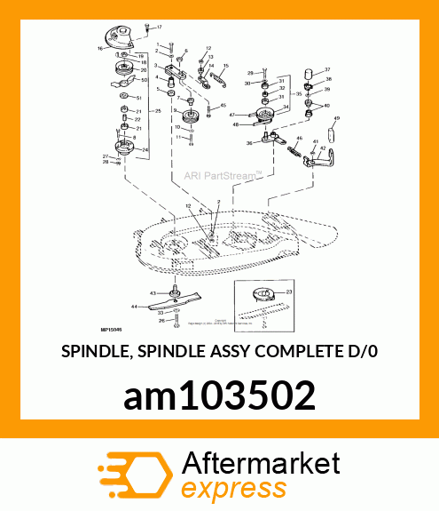 SPINDLE, SPINDLE ASSY COMPLETE D/0 am103502