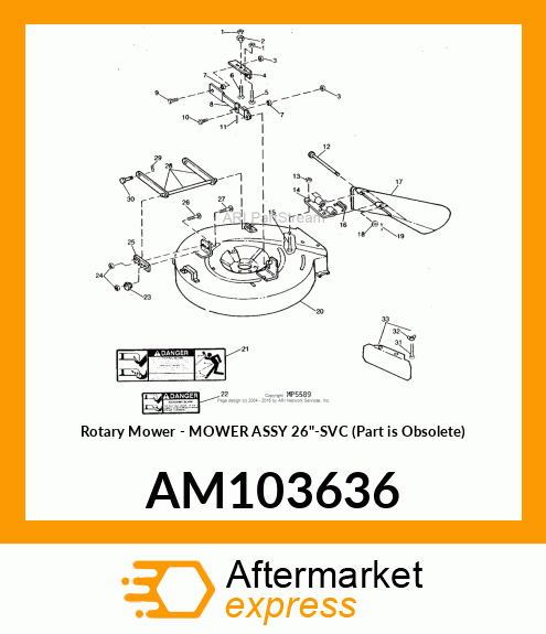 Rotary Mower - MOWER ASSY 26"-SVC (Part is Obsolete) AM103636