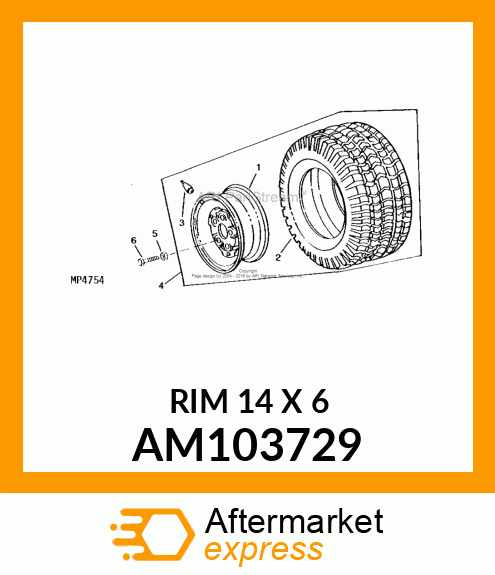 WHEEL, 14 X 6 AM103729