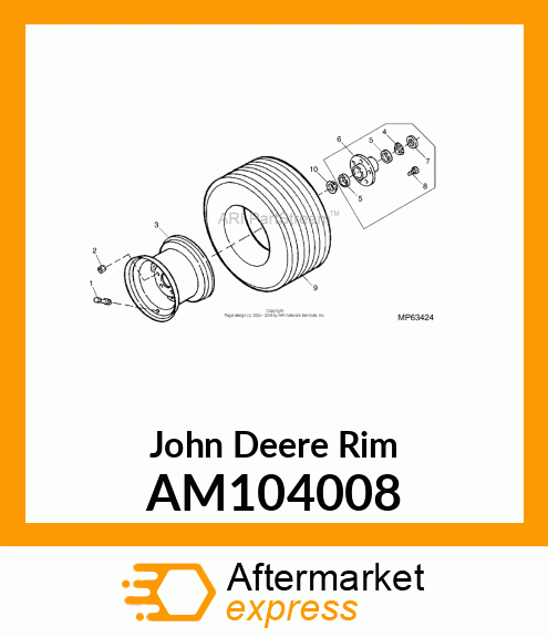 WHEEL, WELDED W/DISC 12 X 8.5 AM104008