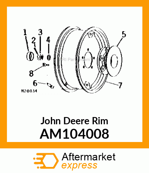 WHEEL, WELDED W/DISC 12 X 8.5 AM104008