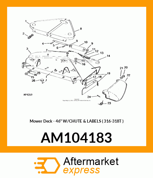 Mower Deck - 46" W/CHUTE & LABELS ( 316-318T ) AM104183