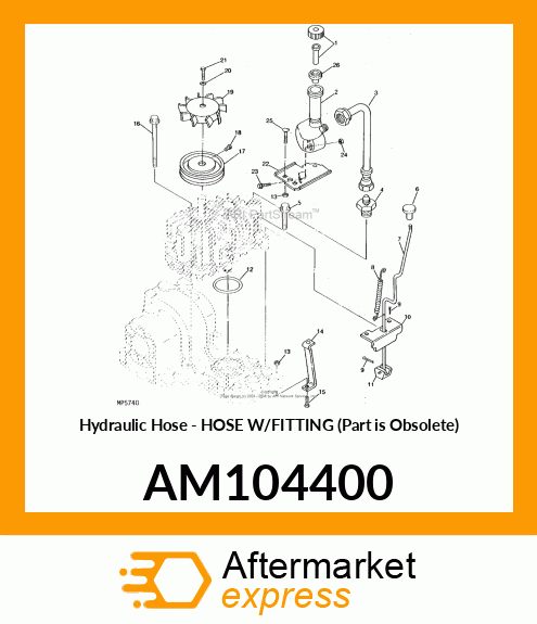 Hydraulic Hose - HOSE W/FITTING (Part is Obsolete) AM104400