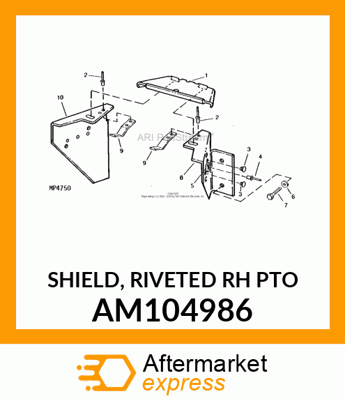 SHIELD, RIVETED RH PTO AM104986