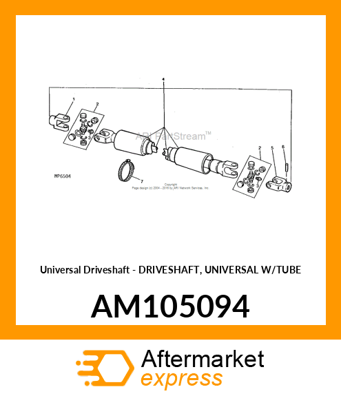 Universal Driveshaft - DRIVESHAFT, UNIVERSAL W/TUBE AM105094