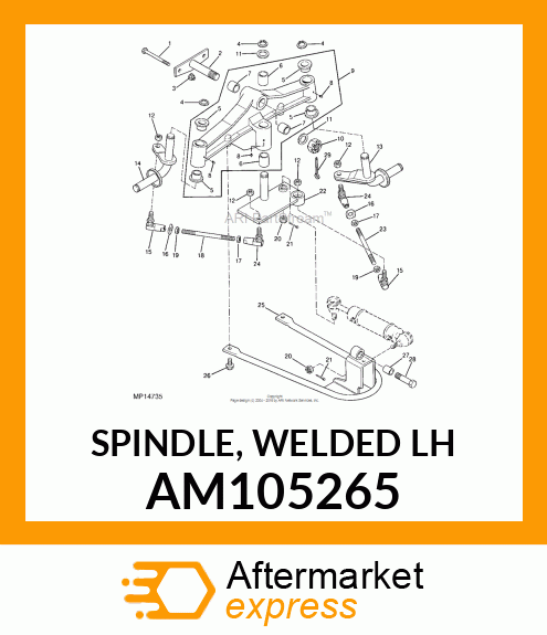 SPINDLE, WELDED LH AM105265