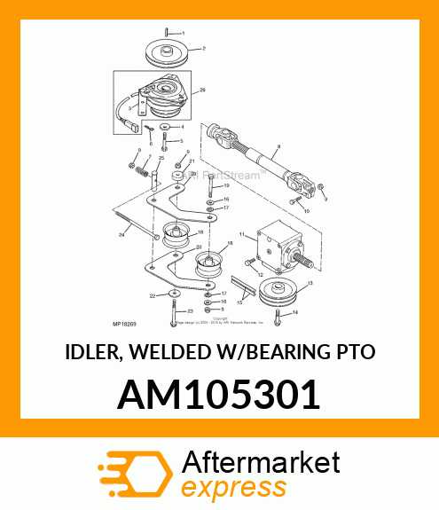 IDLER, WELDED W/BEARING PTO AM105301