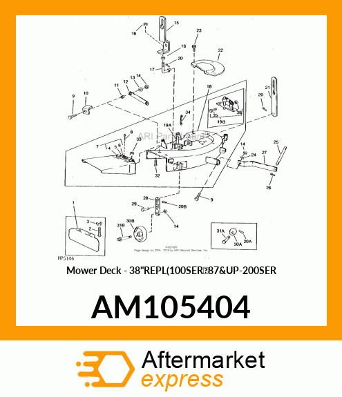 Mower Deck - 38"REPL(100SER'87&UP-200SER AM105404