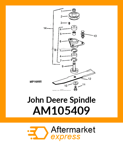 SPINDLE, SPINDLE ASSY COMPLETE AM105409