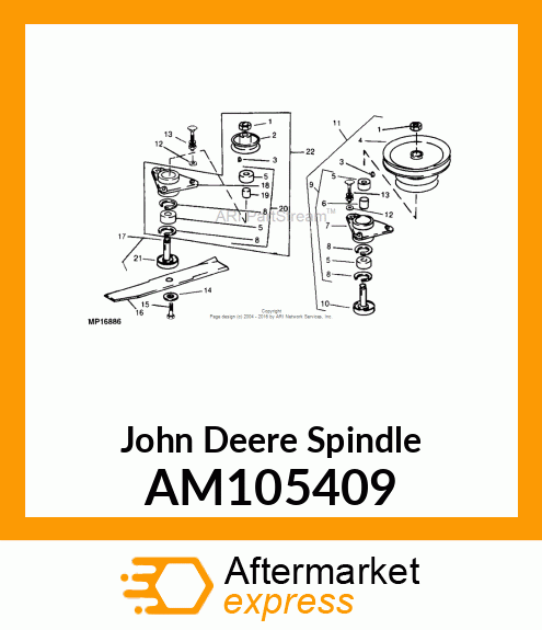 SPINDLE, SPINDLE ASSY COMPLETE AM105409