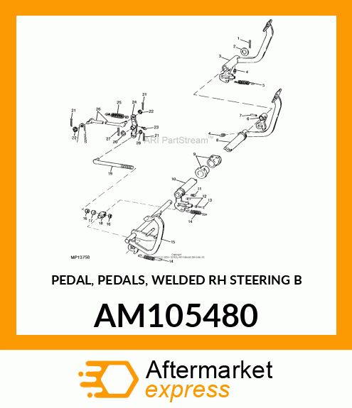 PEDAL, PEDALS, WELDED RH STEERING B AM105480