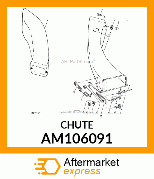 CHUTE ASSY, LOWER DISCHARGE GT AM106091