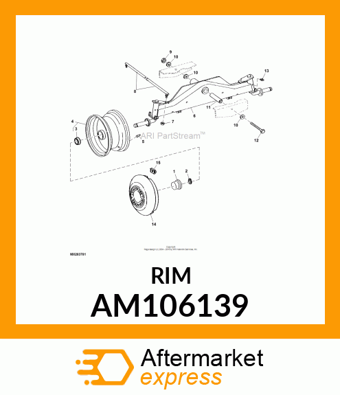 WHEEL, WELDED W/BEARING 6" X 4.5" AM106139