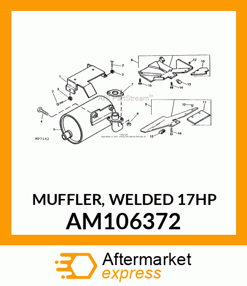 MUFFLER, WELDED (17HP) AM106372