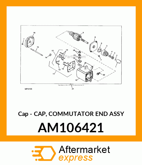 Cap - CAP, COMMUTATOR END ASSY AM106421