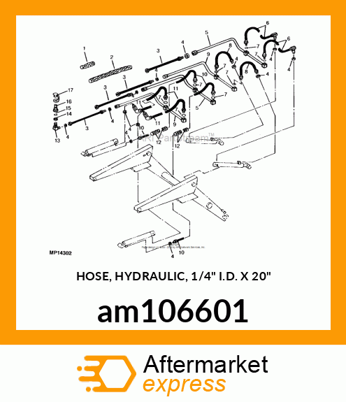 HOSE, HYDRAULIC, 1/4" I.D. X 20" am106601