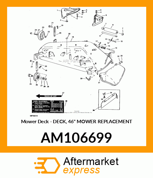 Mower Deck - DECK, 46" MOWER REPLACEMENT AM106699