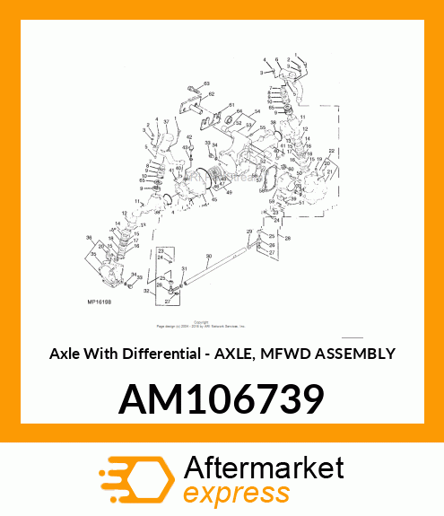 Axle With Differential - AXLE, MFWD ASSEMBLY AM106739