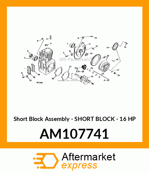 Short Block Assembly - SHORT BLOCK - 16 HP AM107741