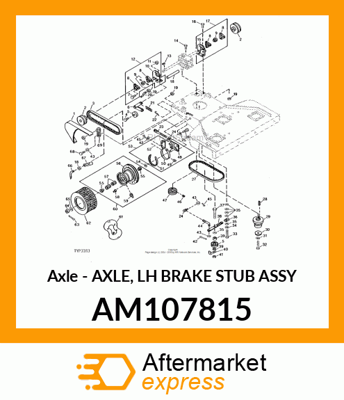 Axle - AXLE, LH BRAKE STUB ASSY AM107815