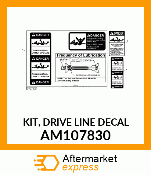 KIT, DRIVE LINE DECAL AM107830