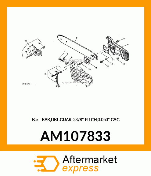 Bar - BAR,DBL.GUARD,3/8" PITCH,0.050" GAG AM107833