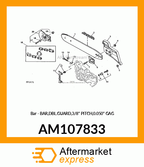 Bar - BAR,DBL.GUARD,3/8" PITCH,0.050" GAG AM107833