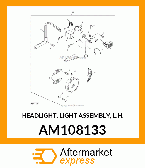 HEADLIGHT, LIGHT ASSEMBLY, L.H. AM108133