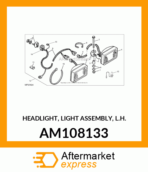 HEADLIGHT, LIGHT ASSEMBLY, L.H. AM108133
