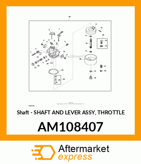 Shaft & Lever Asm Throttle AM108407
