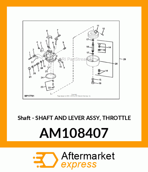 Shaft & Lever Asm Throttle AM108407