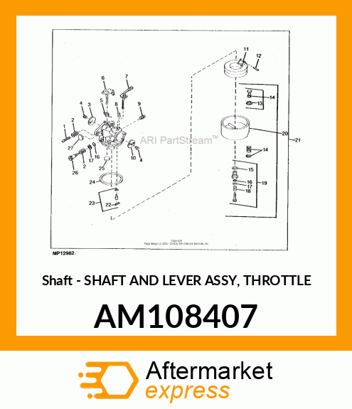 Shaft & Lever Asm Throttle AM108407