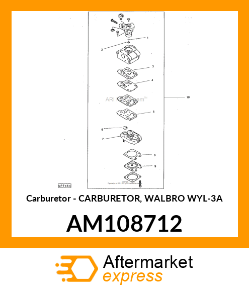 Carburetor - CARBURETOR, WALBRO WYL-3A AM108712