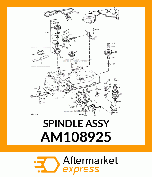 SPINDLE, SPINDLE ASSY COMPLETE D/0 AM108925