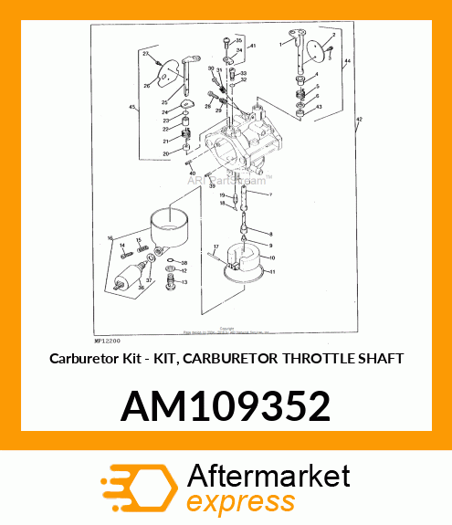 Carburetor Kit - KIT, CARBURETOR THROTTLE SHAFT AM109352