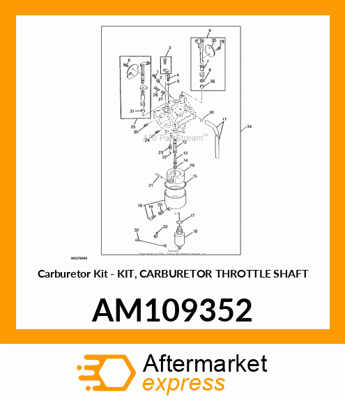 Carburetor Kit - KIT, CARBURETOR THROTTLE SHAFT AM109352