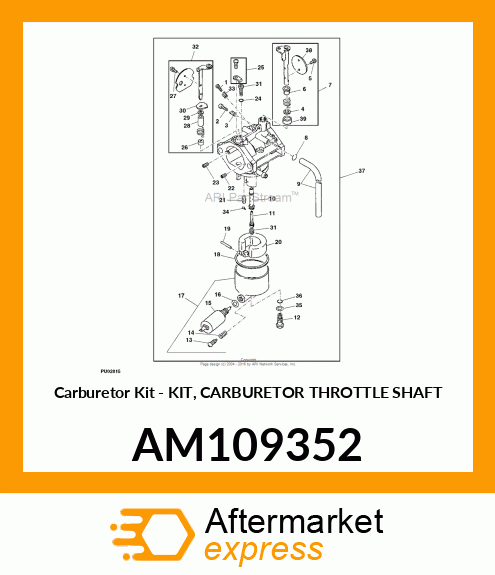 Carburetor Kit - KIT, CARBURETOR THROTTLE SHAFT AM109352