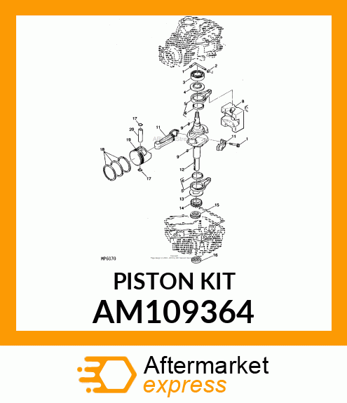 Piston Ring Kit - PISTON & RING 0.50MM OVERSIZE AM109364