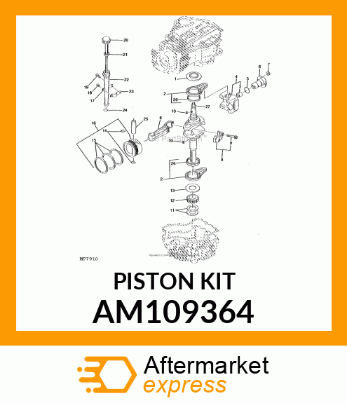 Piston Ring Kit - PISTON & RING 0.50MM OVERSIZE AM109364