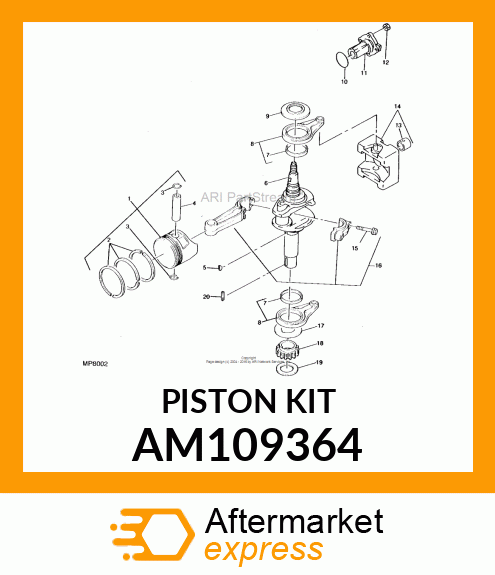 Piston Ring Kit - PISTON & RING 0.50MM OVERSIZE AM109364