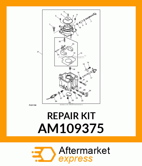 KIT, CARBURETOR GASKET AM109375