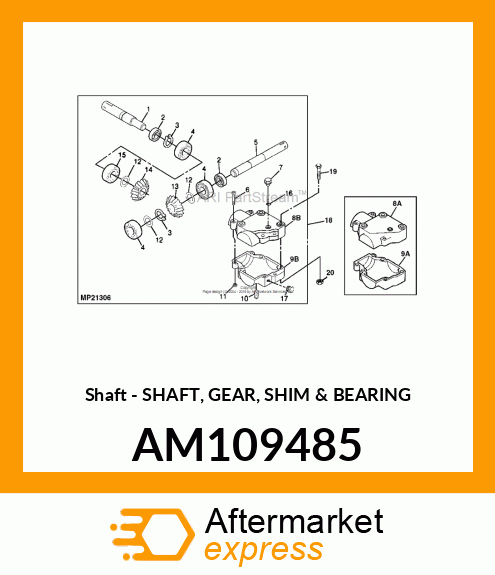 Shaft Gear Shim & Bearing AM109485