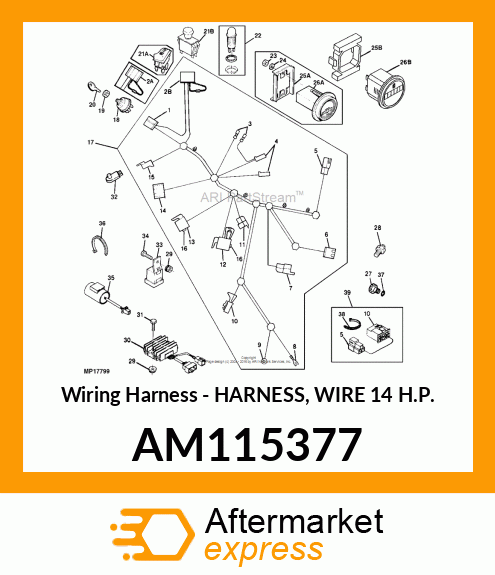 Wiring Harness - HARNESS, WIRE 14 H.P. AM115377