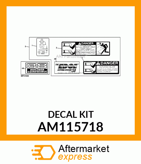 Label Kit - KIT, LABEL 38-54" MOWER AM115718