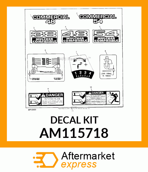 Label Kit - KIT, LABEL 38-54" MOWER AM115718