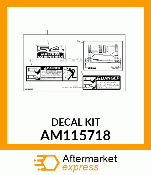 Label Kit - KIT, LABEL 38-54" MOWER AM115718