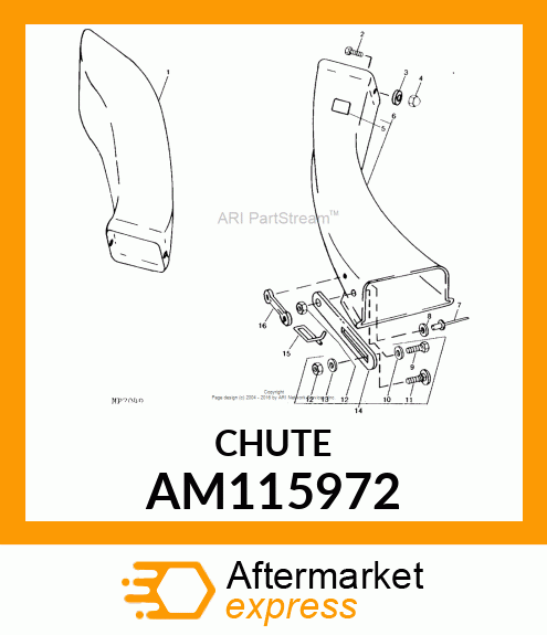 CHUTE, LOWERDISCHARGE ASSY GT AM115972