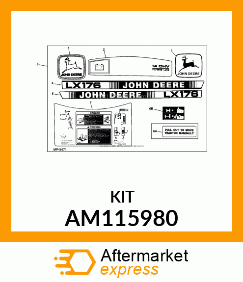 Label Kit - KIT, LABEL LX176 - SERVICE AM115980